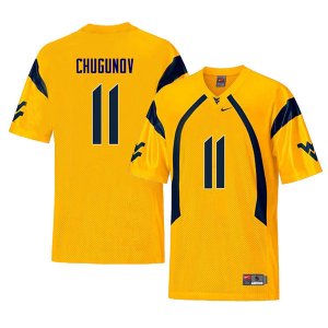 Men's West Virginia Mountaineers NCAA #11 Chris Chugunov Yellow Authentic Nike Retro Stitched College Football Jersey DI15O08EV
